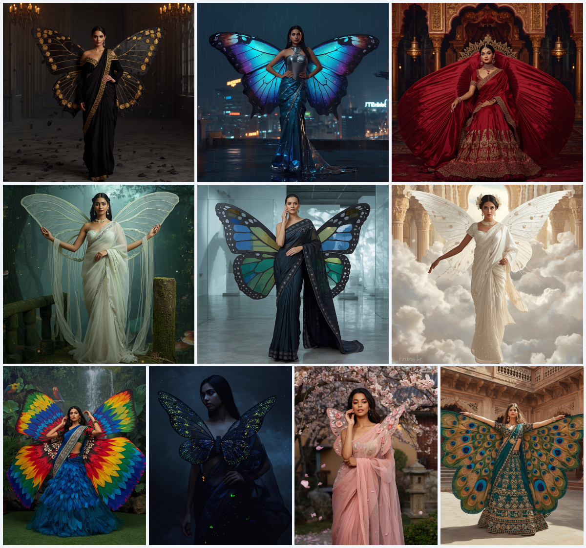 10+ Bioluminescent Butterfly Saree AI Prompts to Create Glowing Premium Fashion Art - Main Thumbnail