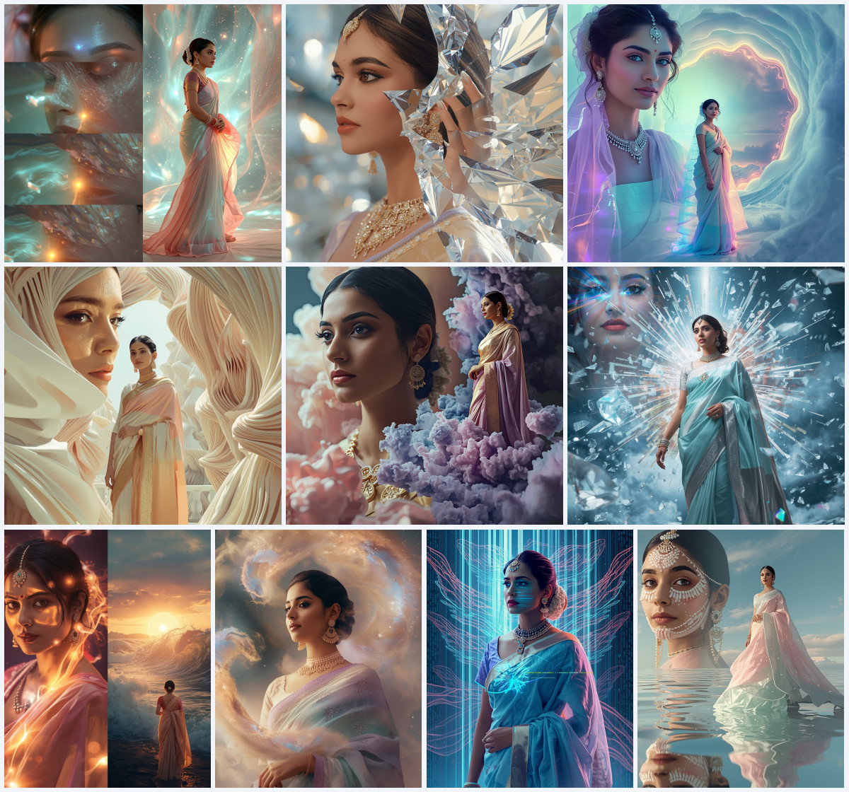 10+ Saree Monochrome AI Prompts to Create Black and White Ethnic Photos with Cinematic Contrast