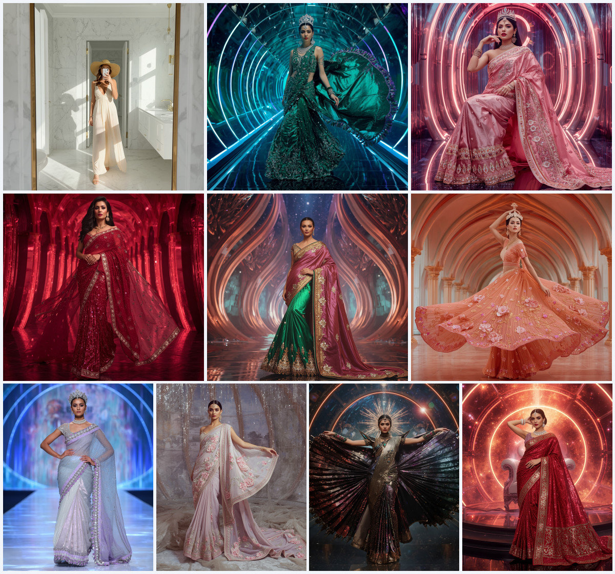 Trending Gemini Prompt for Liquid Bronze Satin Saree - Main Thumbnail