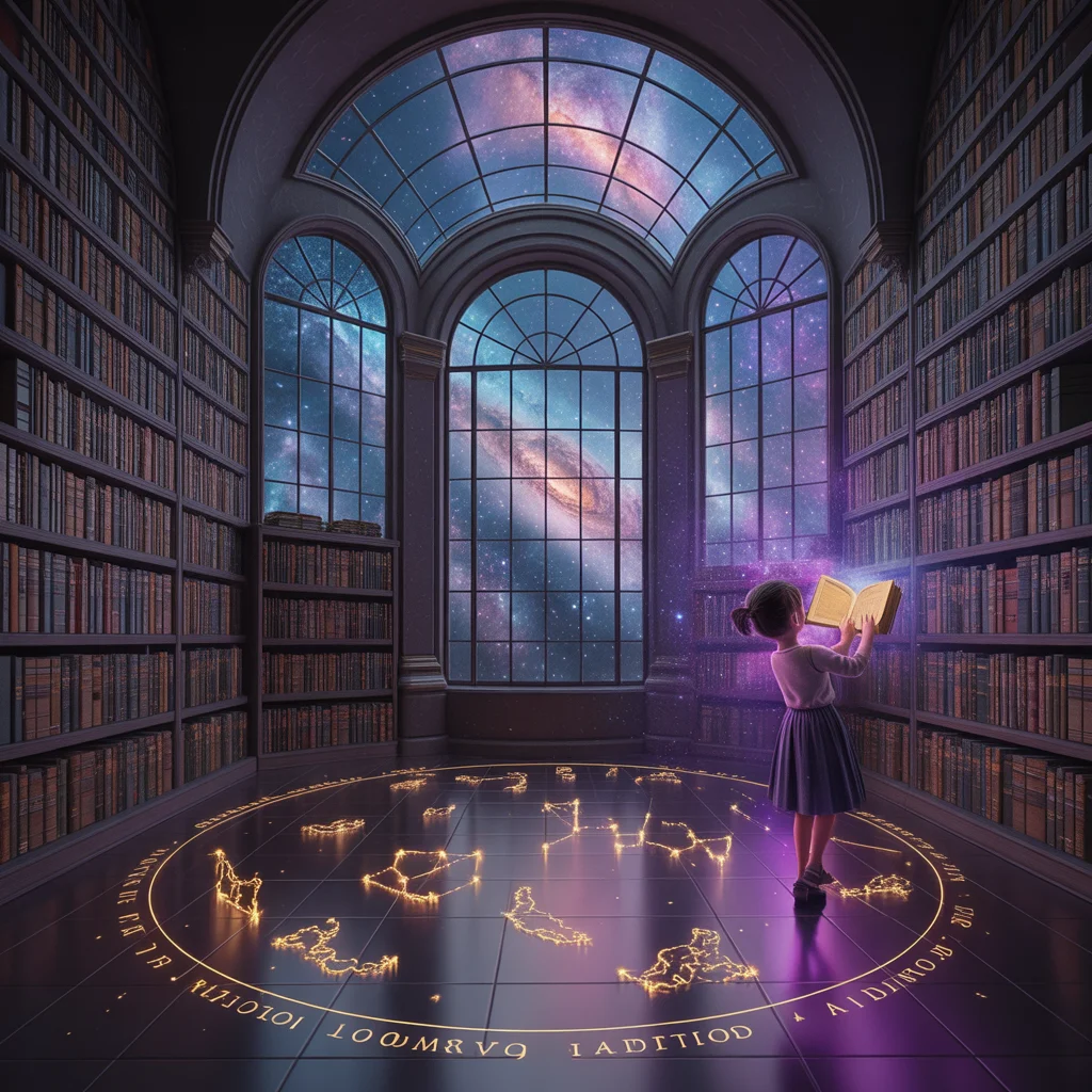 AI Art Prompts Mystical Library of Stars Digital Masterpiece | Instagram Viral Photo Prompt