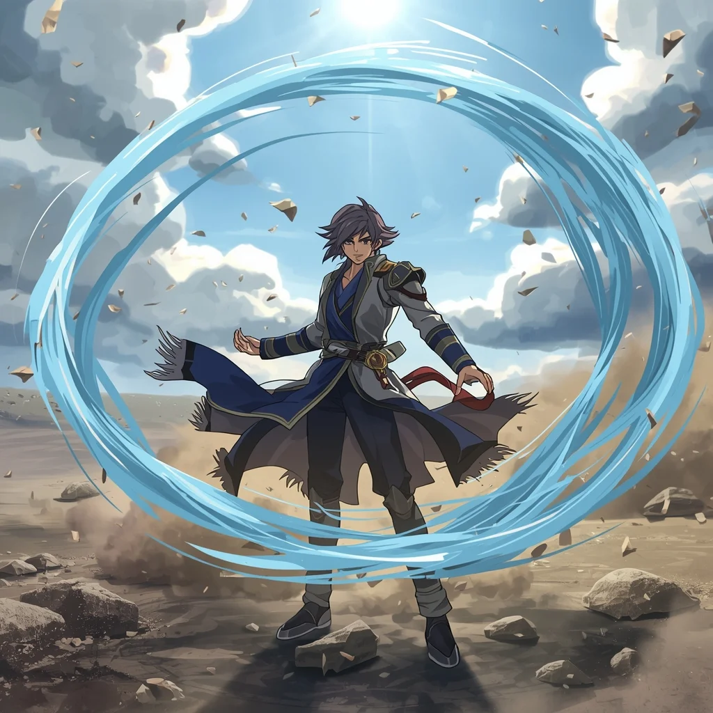 Anime Fighter with Wind Power in Open Battlefield (2026) | Grok Ai Prompt