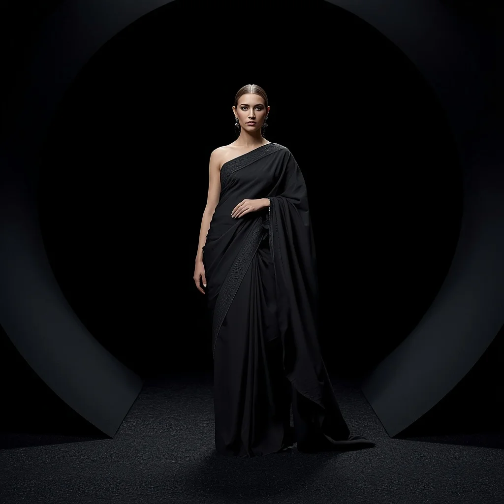Anti-Light Shadow Core Saree with Black Absorption Dome | Wedding Ai Prompt