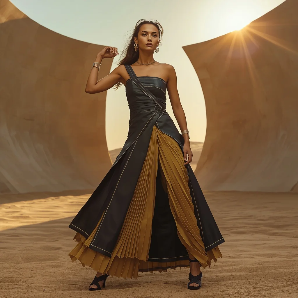 Anti-Solar Mirage Armor Saree with Desert Void Horizon | Instagram Aesthetic Ai Prompt