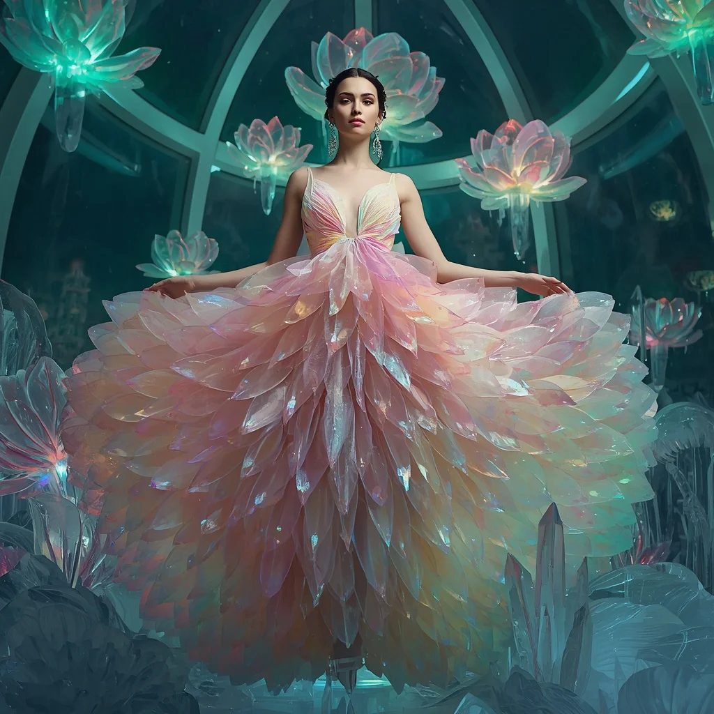 Aurora Glass Petal Saree with Floating Botanical Sky Garden | Prompt Seen Trending Girl 2026 Butterfly