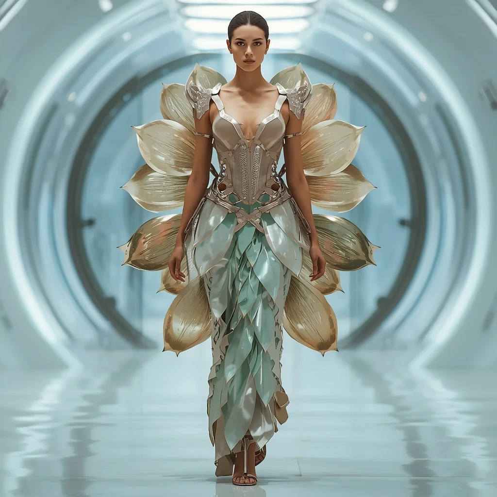 Bio-Mechanical Lotus Exosuit Saree with Living Metal Petals | Prompt For Gemini AI Girl Style Trending Indian