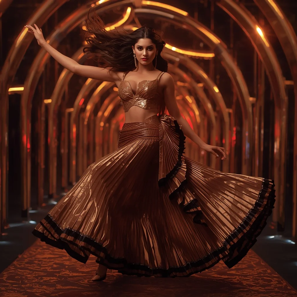 Bronze Eclipse Mirage Saree with Floating Infinity Helix Gateways | Ai Image Prompt