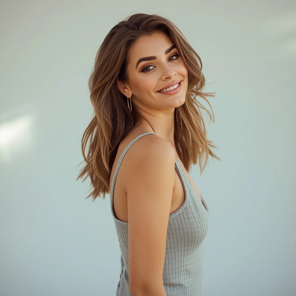 Casual Modern Dress Side Angle Pose | Ai Prompts For Aesthetic Photos