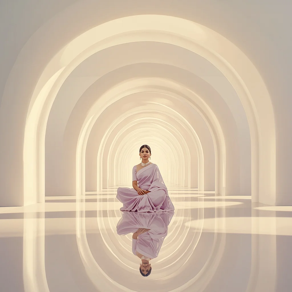 Compressed Light-Beam Arches | Cute Prompt For Girls In Saree Aesthetic