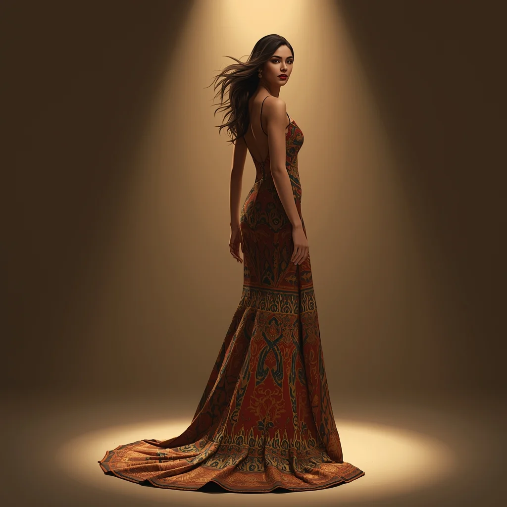 Contemporary Gown Festive Floor Pose | Aesthetic Prompt Ideas