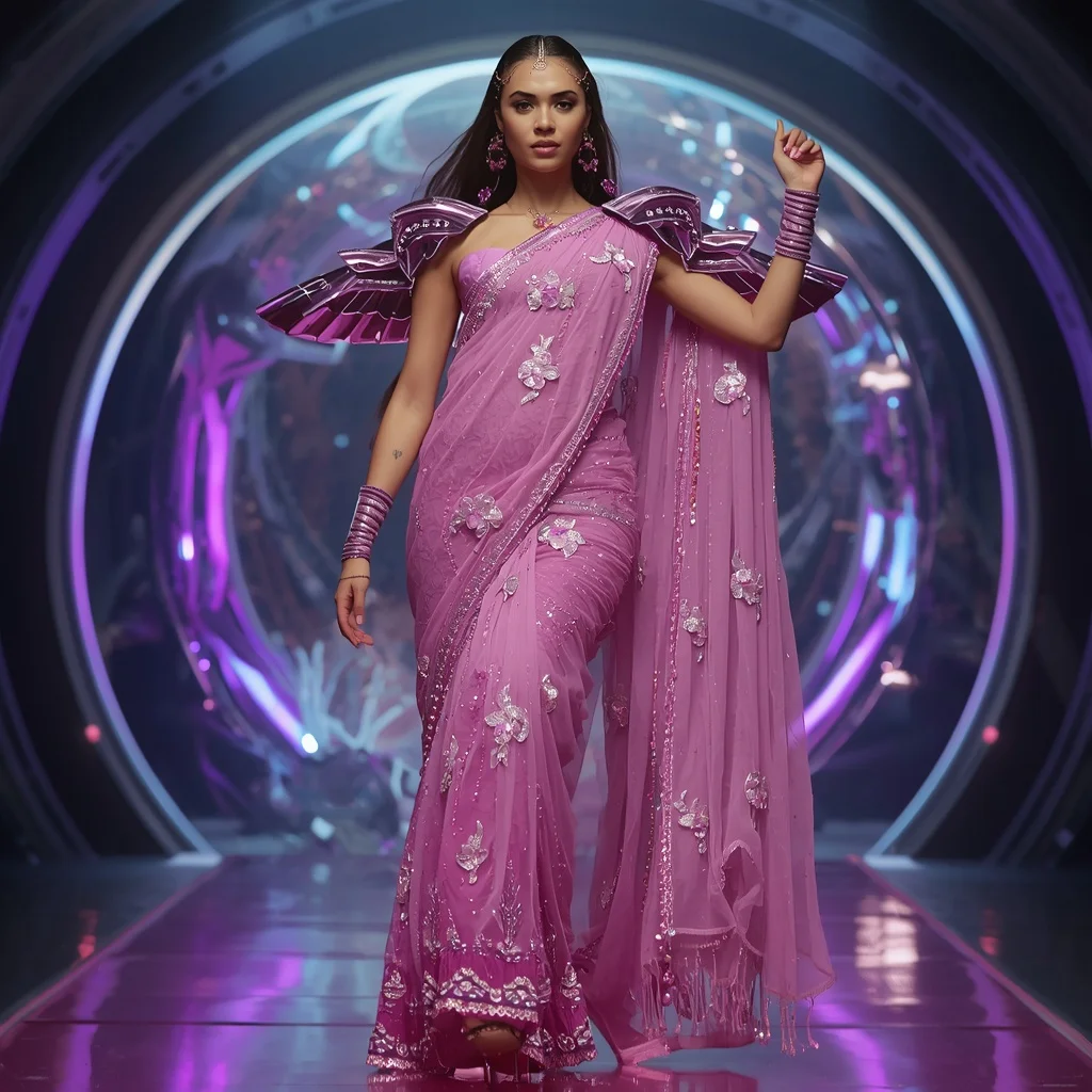 Cosmic Orchid Radiance Armor Saree with Floating Prism Singularity Energy Vault Sphere Nexus Core System | Easy Ai Prompt