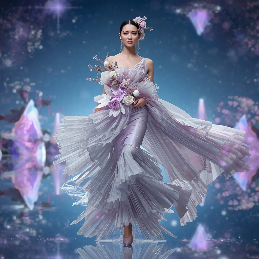 Crystal Bloom Gravity Saree with Floating Prism Horizon | Prompt Seen Girl Photo Editing Chatgpt Download