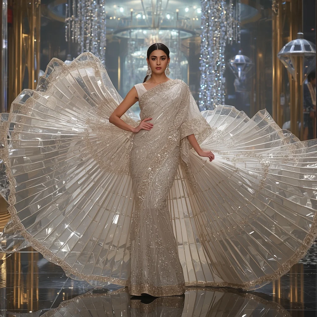 Crystal Casino Royale Saree with Floating Diamond Fortune Empire | Prompt Seen Girl Photo Editing ChatGPT
