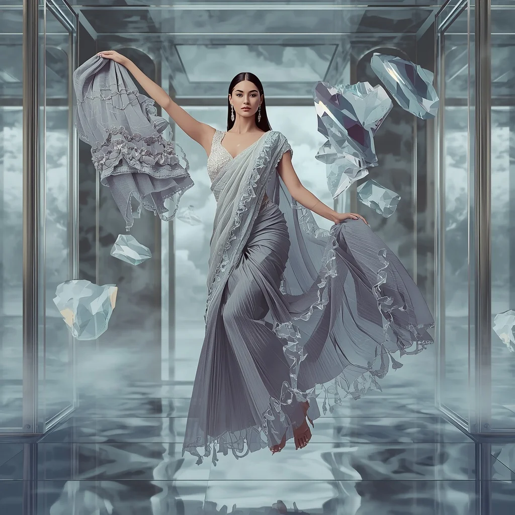 Crystal Gravity Wave Saree with Anti-World Chamber | Chatgpt Prompt