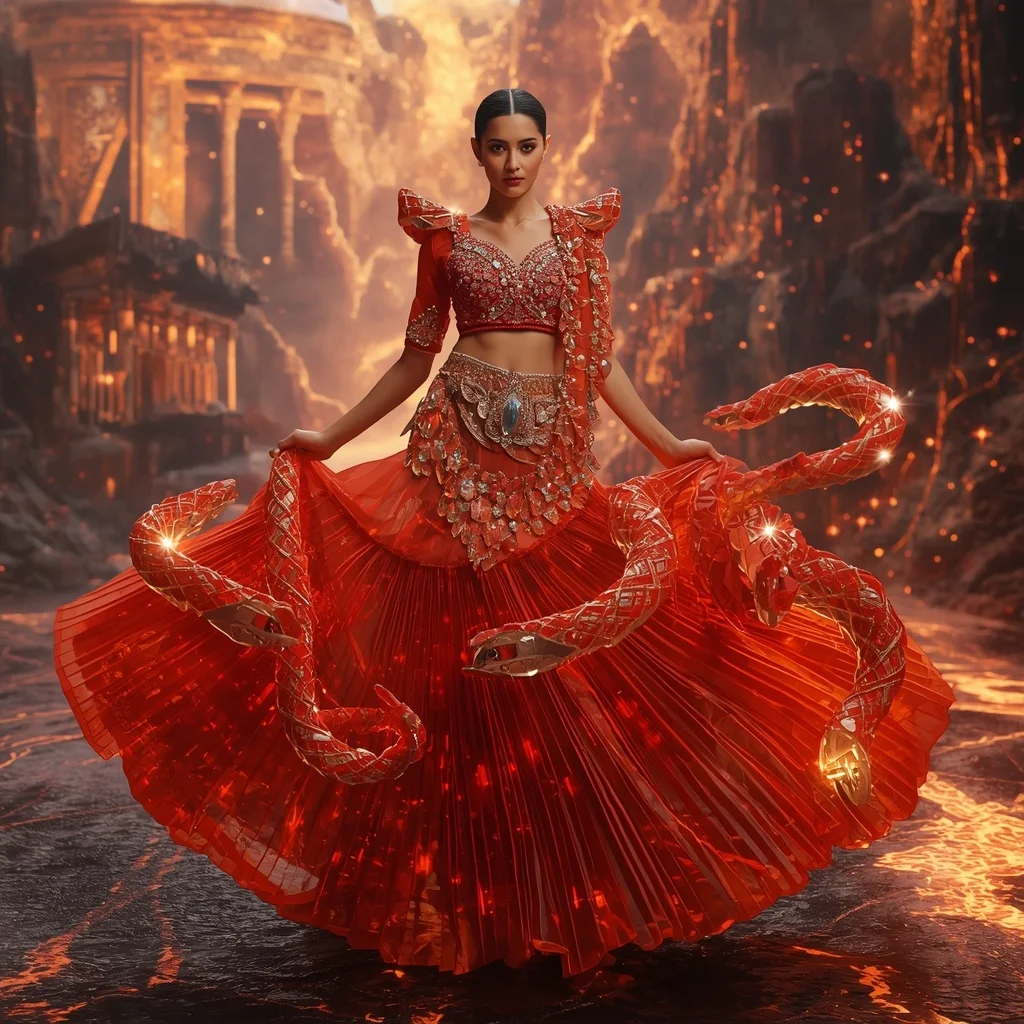 Crystal Lava Serpent Saree with Volcanic Infinity Realm | New Trending Prompt Chatgpt