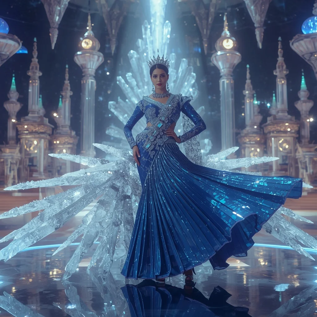 Crystal Meteor Crown Saree with Floating Celestial Festival Citadel | Best Ai Prompt 2026