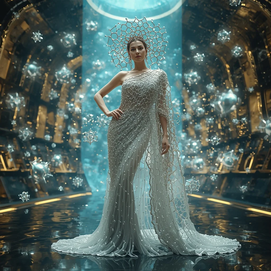 Crystal Neural Hive Saree with Floating Data Swarm | Prompt Seen Girl Photo Editing Chatgpt Download