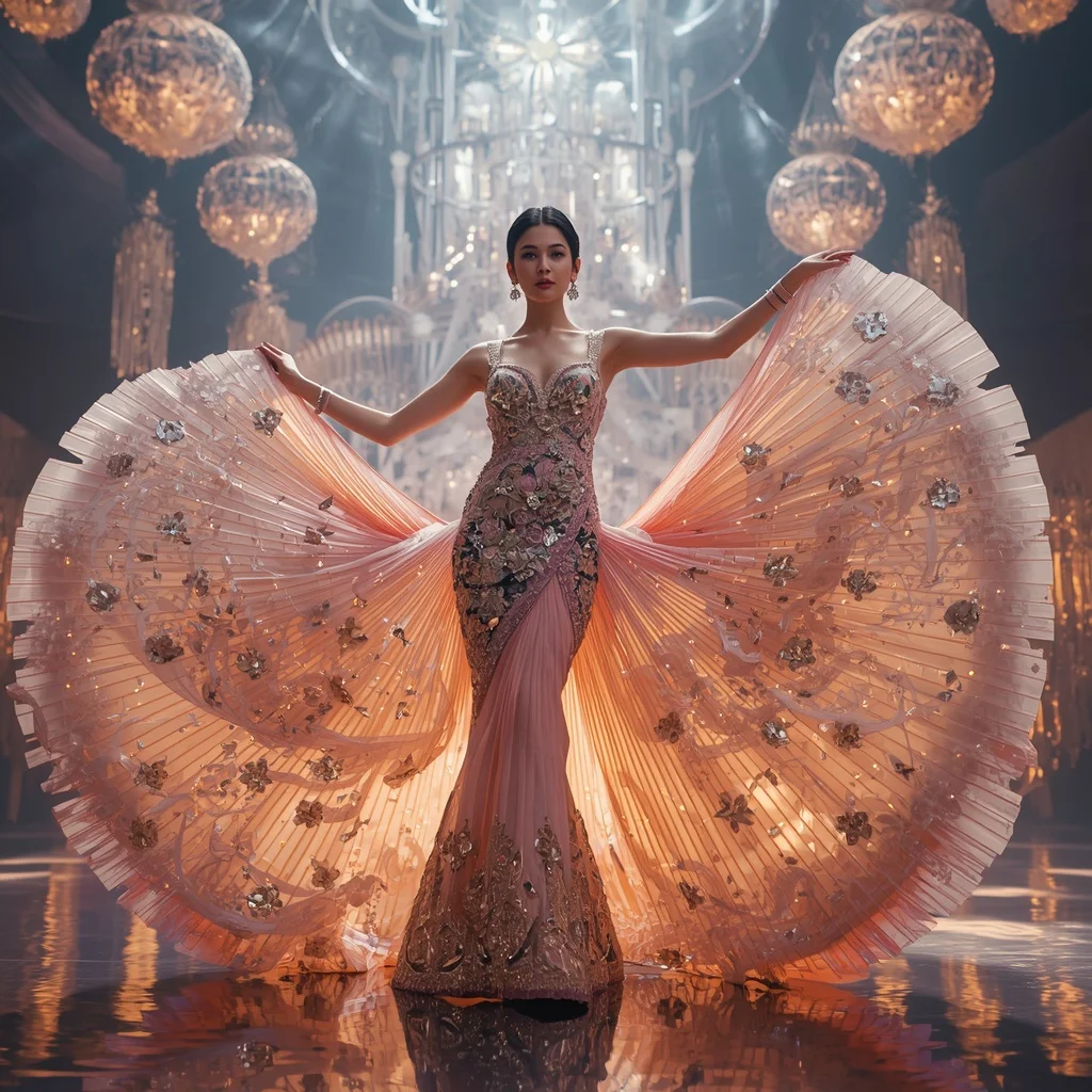 Crystal Opera House Saree with Floating Symphony Architecture Realm | Gemini Ai Photo Prompt Copy Paste