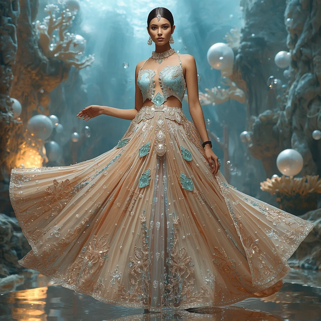 Crystal Pearl Reef Saree with Luxury Ocean Pavilion Kingdom | Ai Video Generator Prompt