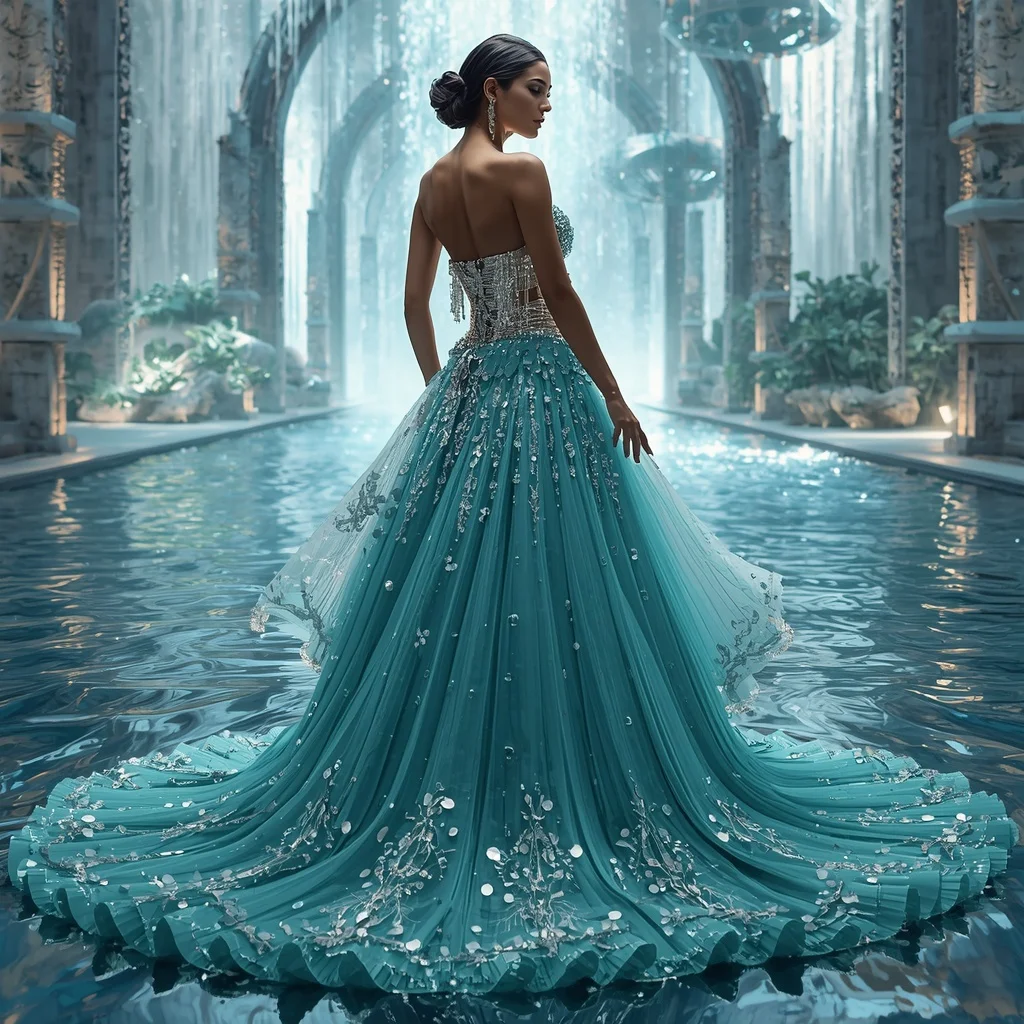 Crystal Waterfall Arch Saree with Infinity Cascade Palace | Gym Influencer Ai Prompt