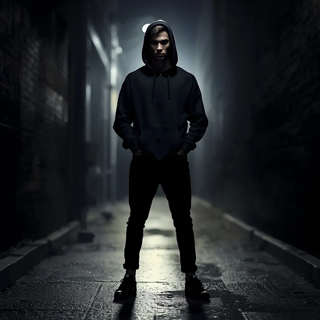 Dark Alley Attitude Pose with Hoodie and Cinematic Shadows | Desi Girl Ai Prompt