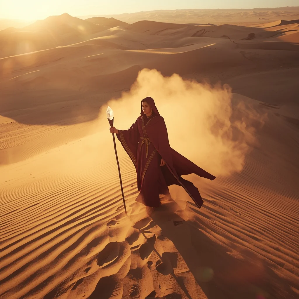 Desert Sorcerer at Golden Hour | Advanced Ai Prompt Ideas