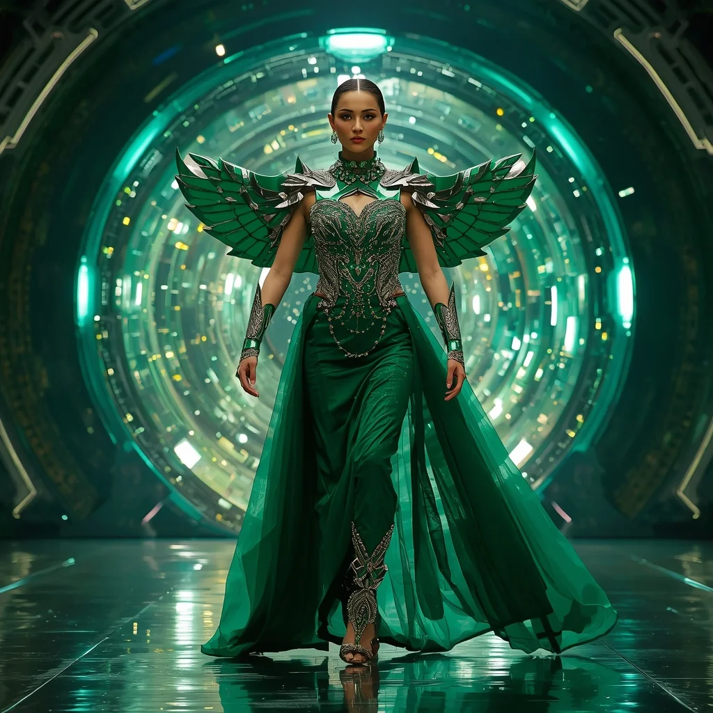 Emerald Cosmic Blade Apex Infinity Armor Saree with Floating Prism Collapse Reactor Dome Nexus Singularity Core System Field Engine | Ai Prompt Generator Free