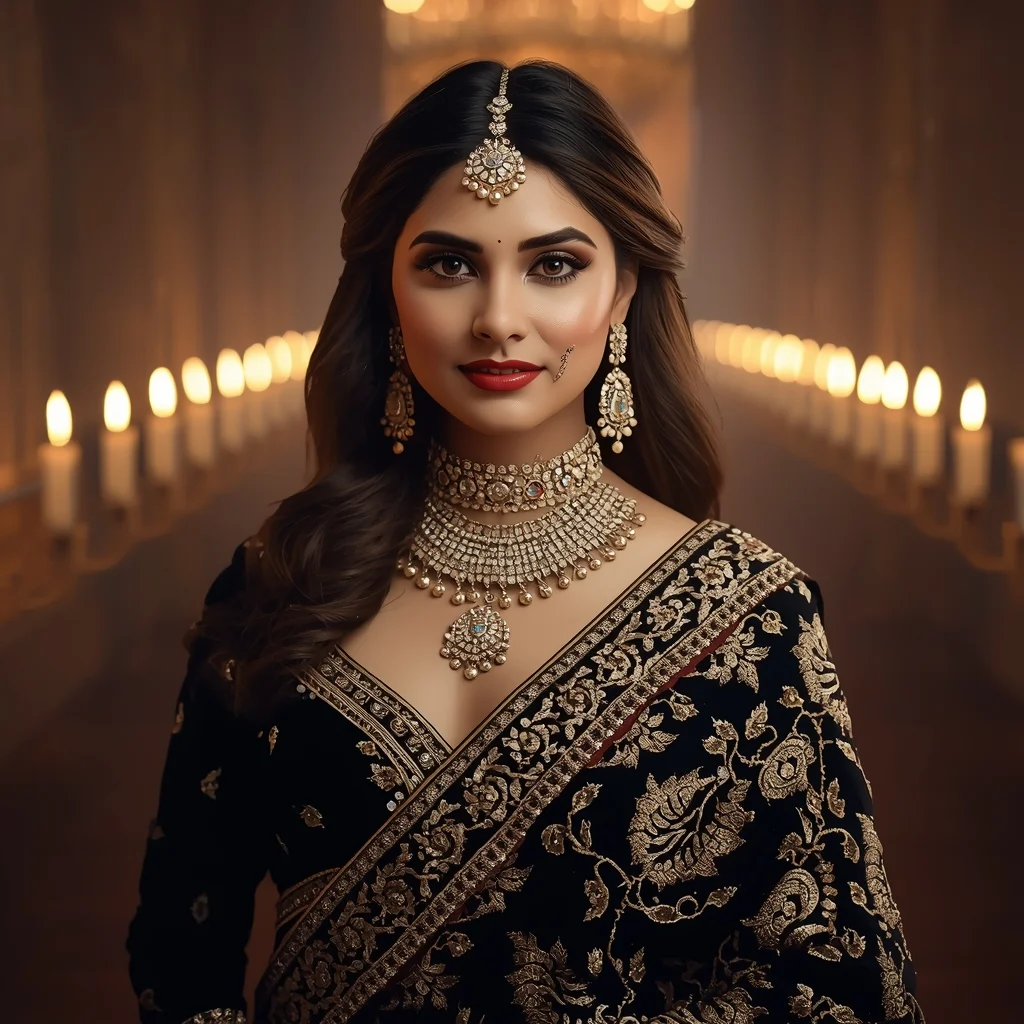 Ethnic Princess Look Girl with Candle Light Background – Royal Aesthetic | Ai image Prompt