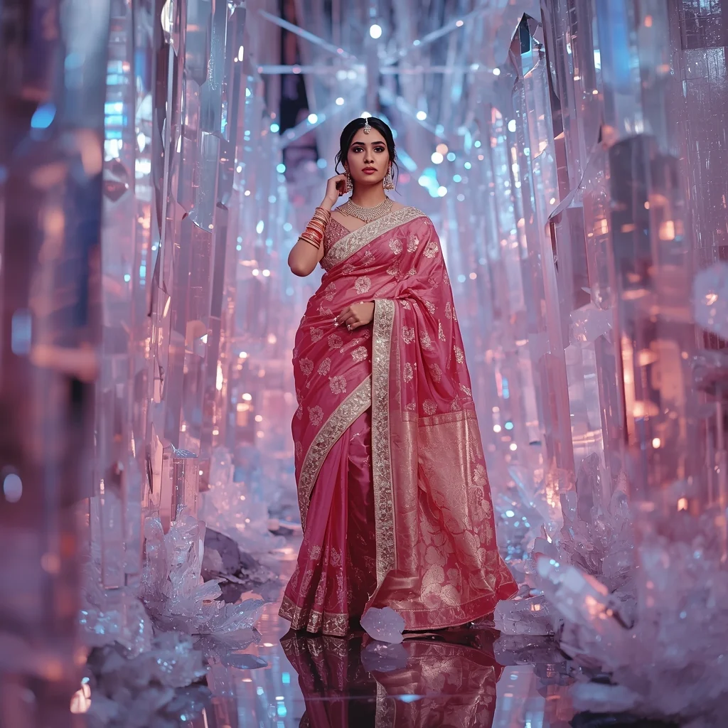 Fancy Festival Saree Crystal Fantasy World Glam | Chatgpt Photo Editing Prompts For Girl