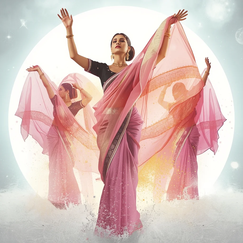 Fancy Festival Saree Thermo-Chromatic Nebula-Bloom Organza