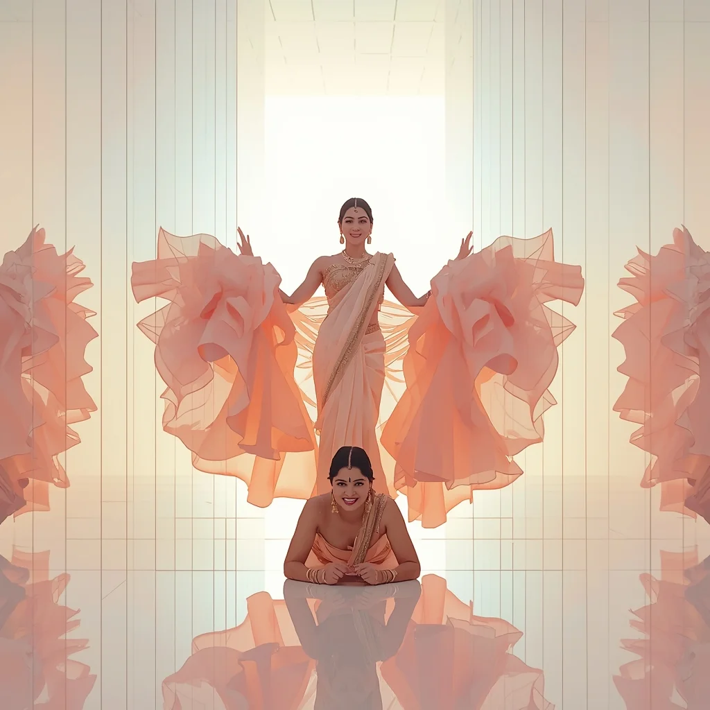 Festival Fancy Saree Quantum-Locked Floating Ruffle | Cute Prompt For Girls In Saree In English