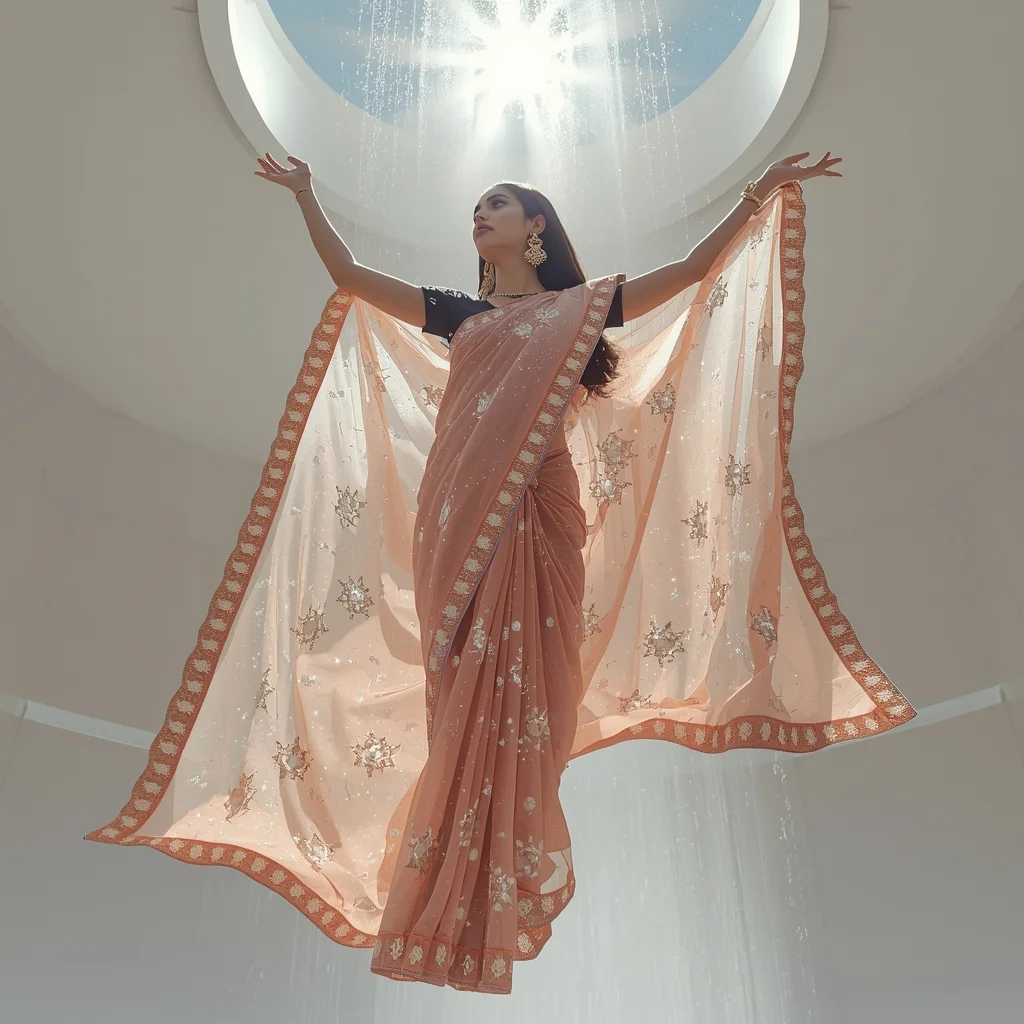 Festive Fancy Saree Aero-Gel Suspended-Opal Velvet | Modern Saree Ai Prompt