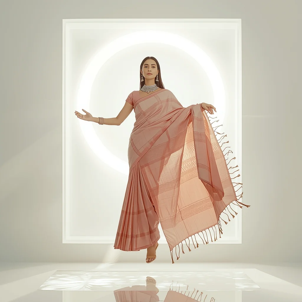 Festive Fancy Saree Gravitational-Lensing Halo-Light Silk