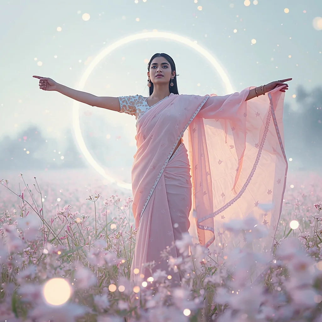 Festive Fancy Saree Shape-Memory Architectural Silk | Prompt Seen Saree Girl