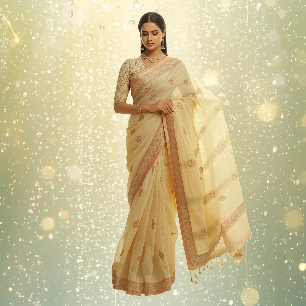 Festive Fancy Saree Sunlit Dewdrop Morning Luxury Cinematic | Best Ai Prompts For Realistic Photos