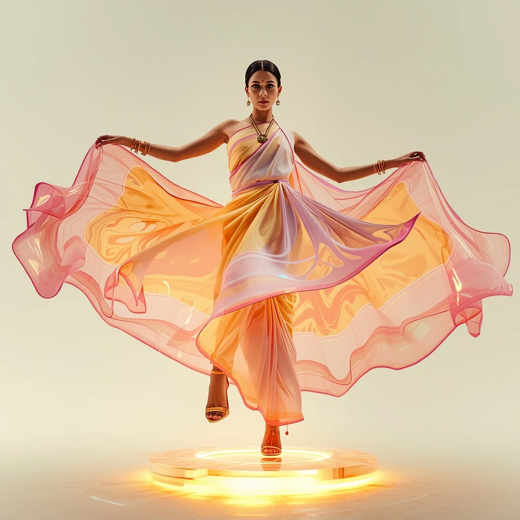 Festive Fancy Saree Thermo-Kinetic Flowing Glass | Saree Prompt For Chatgpt For Girl