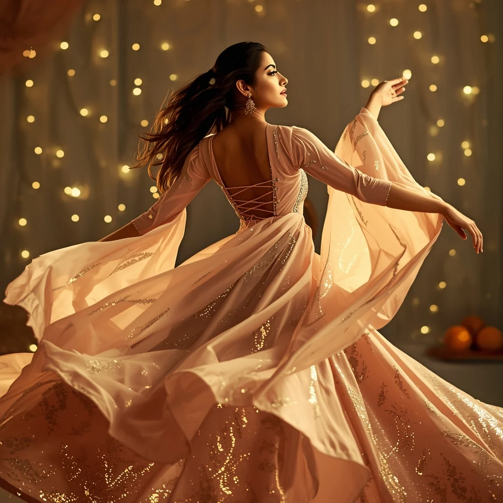 Festive Indo-Western Spin Reel Shot | Ai Prompts For High Engagement