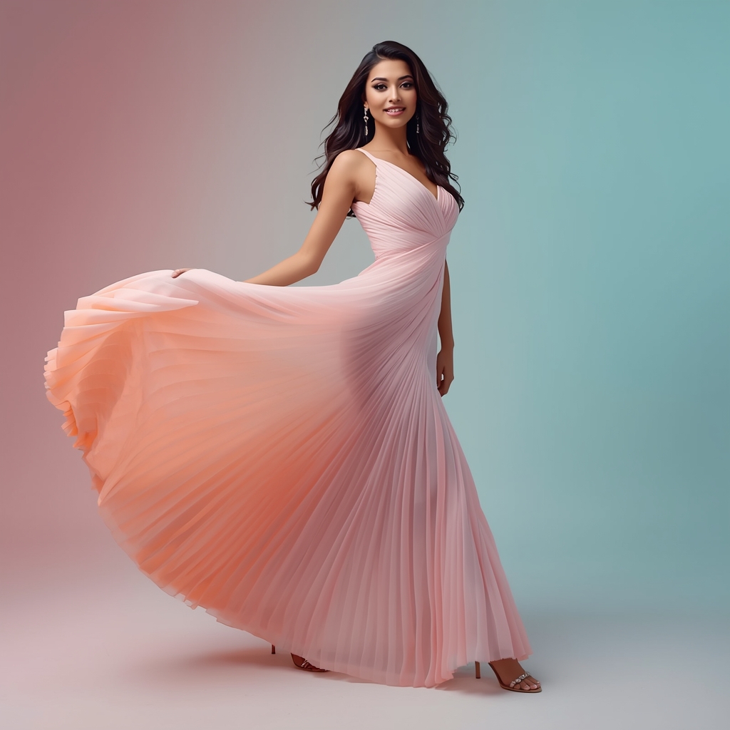 Festive Party Gown Girl Diagonal Sweep Walk Glam Pose | Gemini Ai Prompt For Instagram