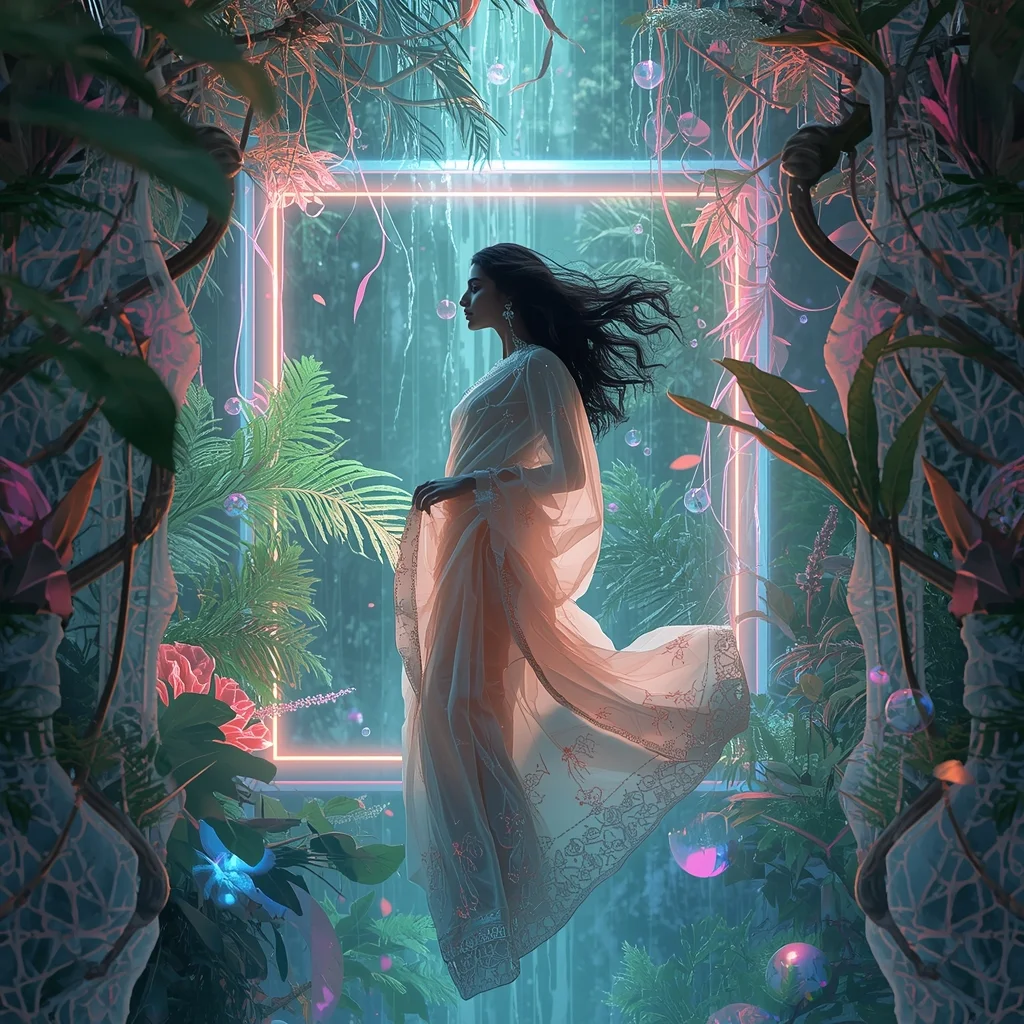Festive Pastel Saree Advanced Bio-Architectural Greenhouse Matrix Collage Luxury Cinematic | New Trending Prompt Chatgpt Link