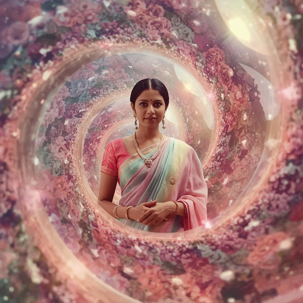 Festive Pastel Saree Aura Spiral Gardenia Galaxy Collage Cinematic | Festive Prompt