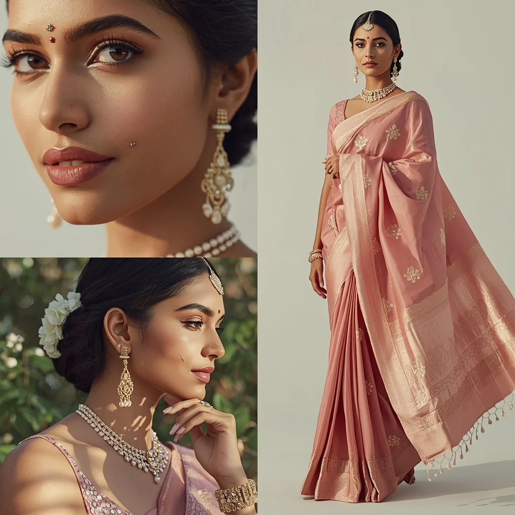 Festive Pastel Saree Creation Exists Without Being Created Collage | Self-Existence Luxury Prompt | Face Ai Prompt