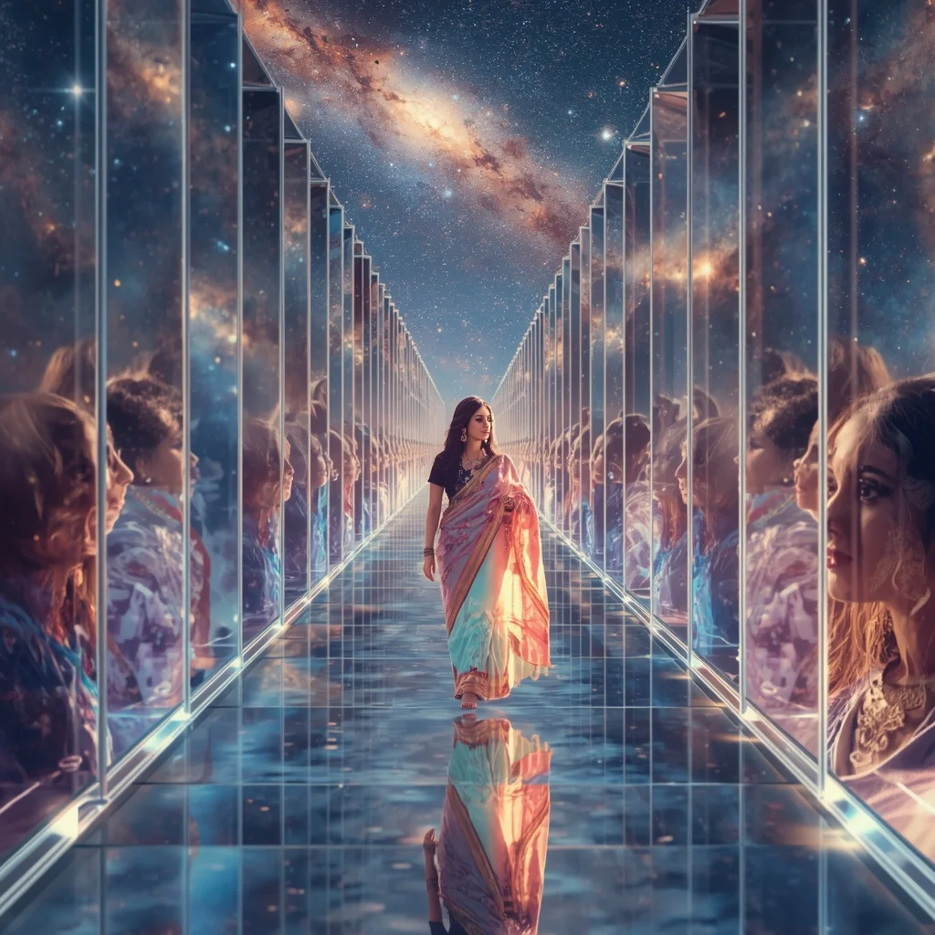 Festive Pastel Saree Crystal Galaxy Infinity Causeway Luxury Collage | Prompt Trending Girl 2026