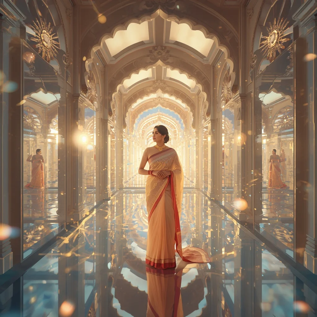 Festive Pastel Saree Crystal Sun Halo Palace Collage Premium Cinematic | Prompt Seen Girl Photo Editing ChatGPT