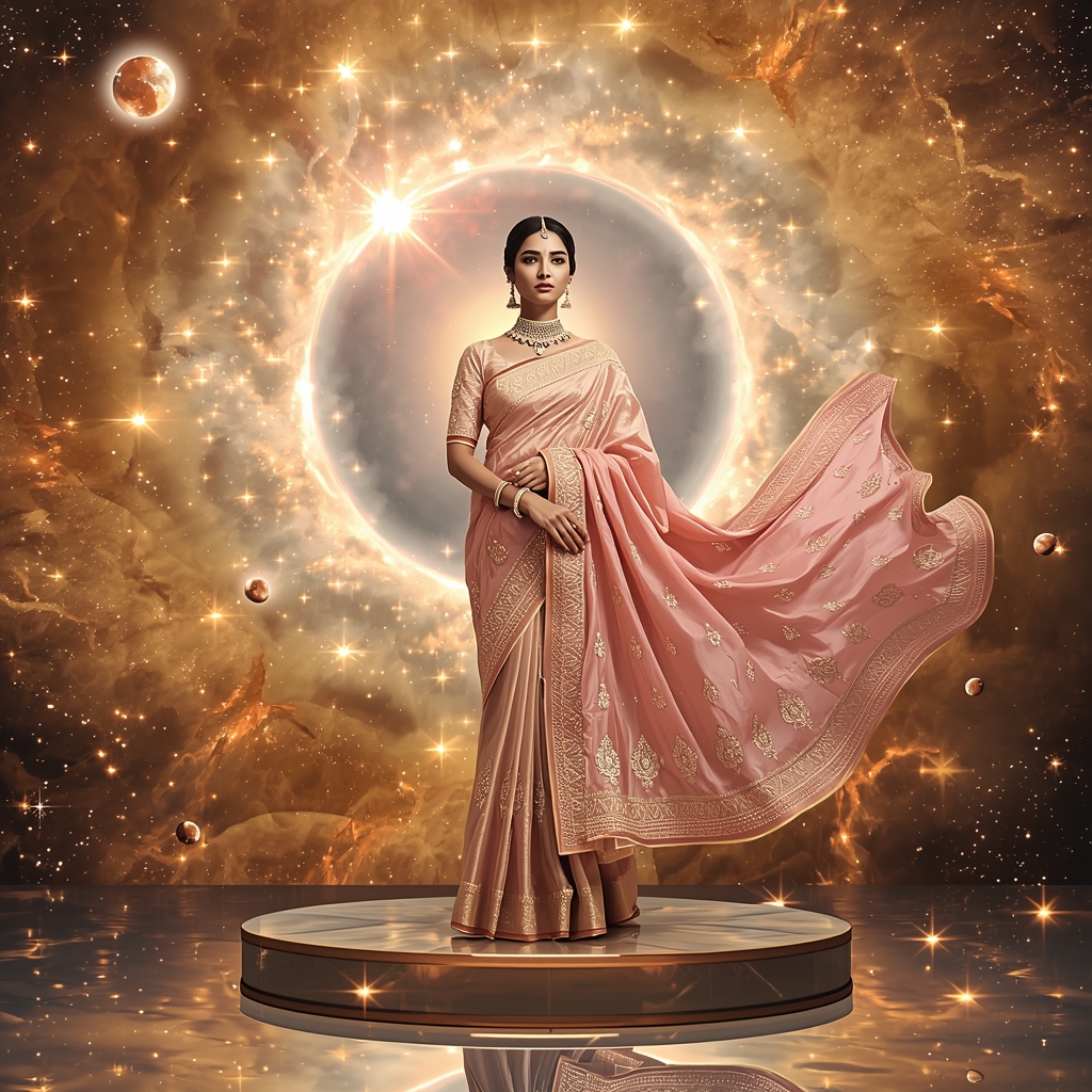 Festive Pastel Saree Divine Golden Aurora Nebula Collage | Eternal Supreme Prompt | Saree Selfie Ai Prompt