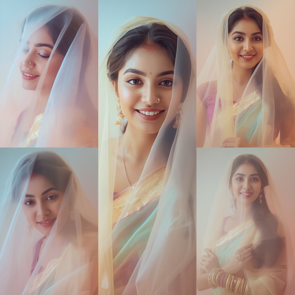 Festive Pastel Saree Dream Veil Haze Layers Collage Cinematic | Copy Paste Ai Prompt