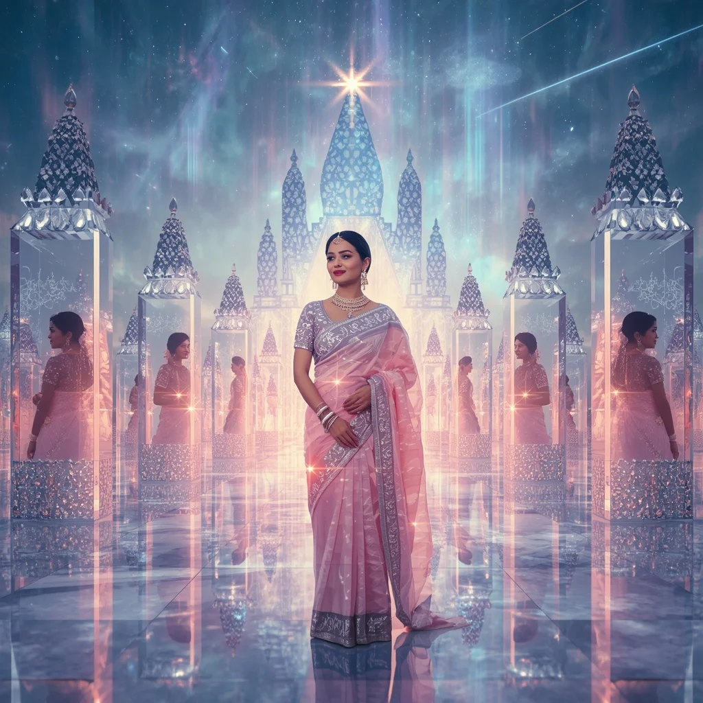 Festive Pastel Saree Eternal Crystal Aurora Supremacy Collage Luxury | Chatgpt Prompt