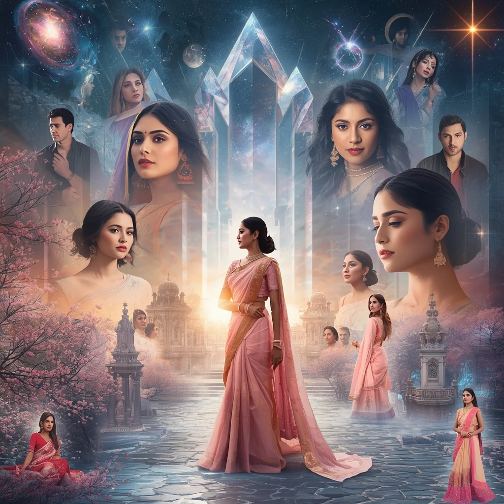 Festive Pastel Saree Eternal Crystal Celestial Dynasty Cinematic Collage | Desi Girl Ai Prompt