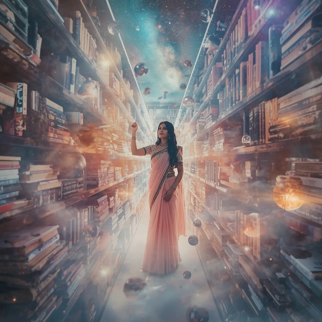 Festive Pastel Saree Floating Crystal Nebula Dream Archive Collage Cinematic | Prompt AI For Girl