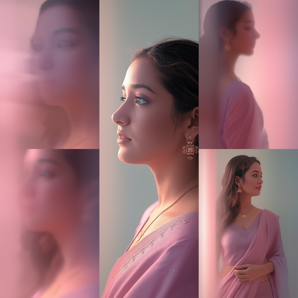 Festive Pastel Saree Frosted Glass Collage | Indian Girl Soft Blur Aesthetic Cinematic Ultra Realistic Viral Prompt | Ai Gemini Saree Prompt
