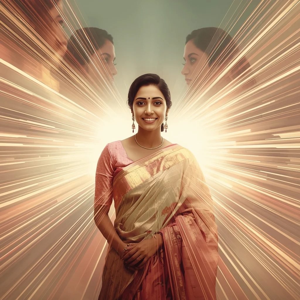 Festive Pastel Saree Glow Energy Wave Burst Collage Cinematic Aesthetic | Saree Instagram Ai Prompt