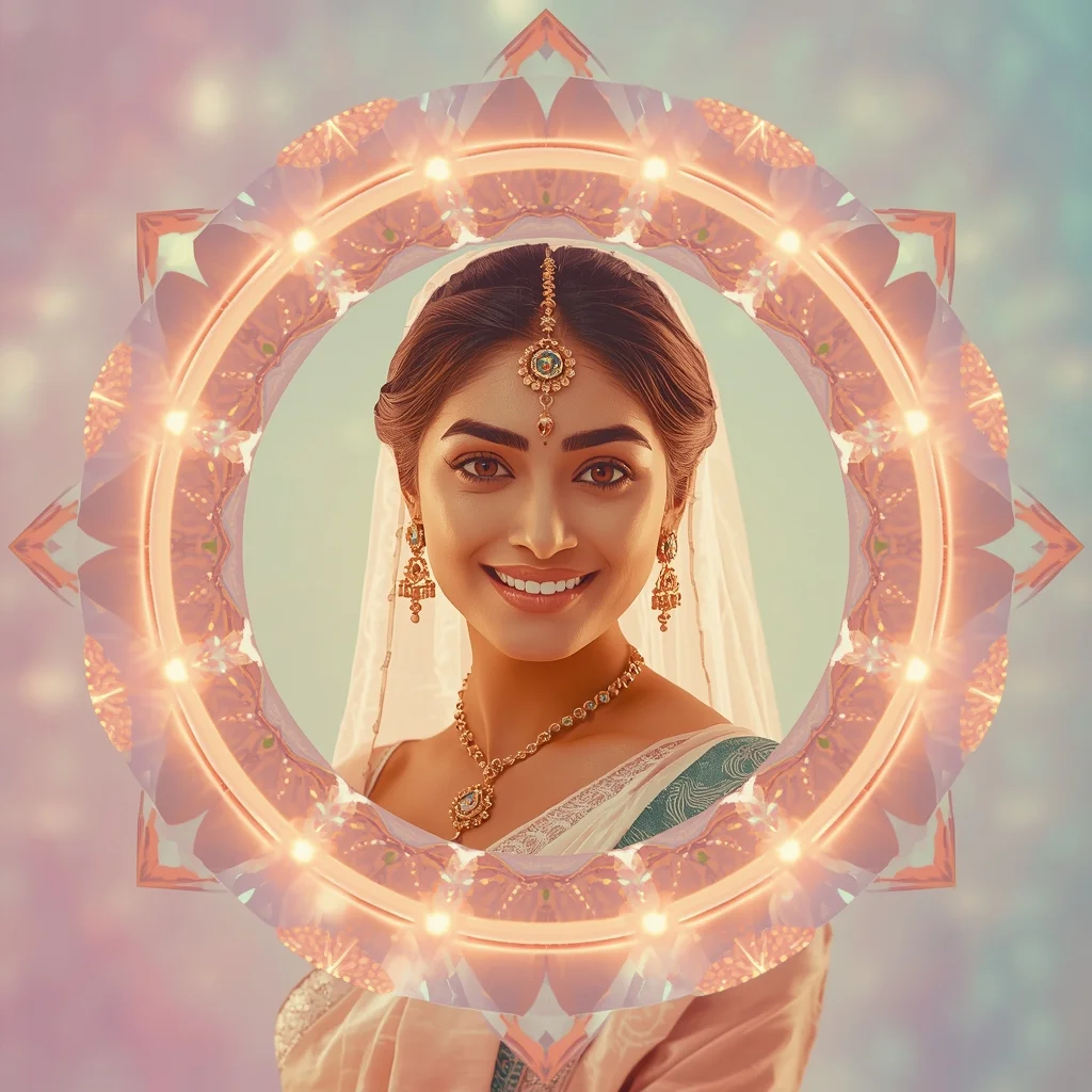 Festive Pastel Saree Glow Frame Rotating Crystal Core Collage Premium Cinematic | Chatgpt Photo Editing Prompts Trending Instagram